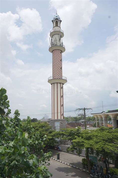 Kediri East Java Indonesia Febrero 10th 2021 La Torre De Masjid Agung