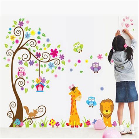 Shop for kids' room decor in kids' rooms. Kids Room Decor Cartoon Lion animal Tree Vinyl Wall ...
