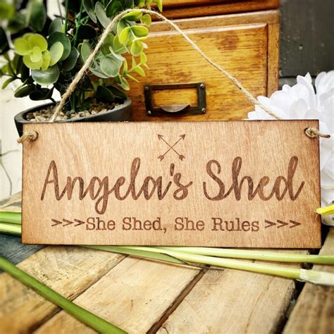 Personalised She Shed Wooden Sign 25x12cm Platters Slate