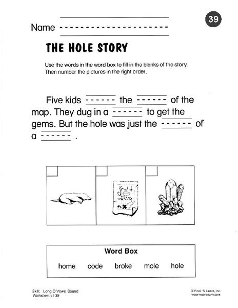 The Hole Story Worksheet For 1st Grade Lesson Planet