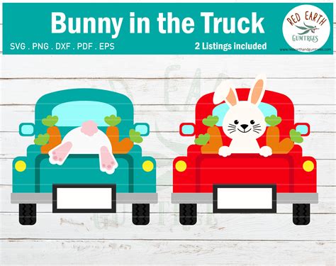 Easter Bunny In Truck Svg Easter Rabbit In Back Car Svgepsdxfpdf By