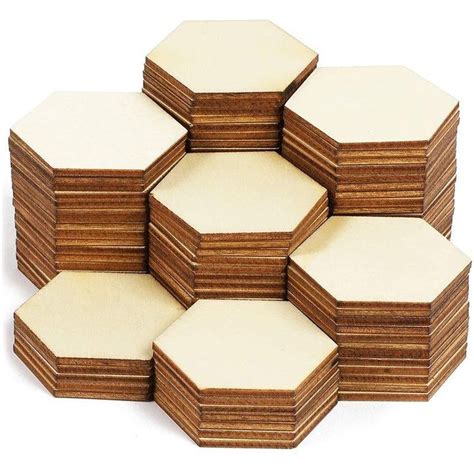 Unfinished Wood Hexagon Cutouts For Diy Crafts 2 In 100 Pieces