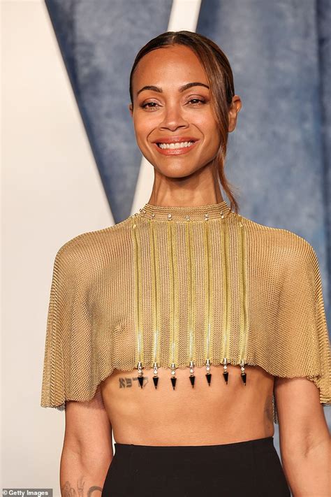 Zoe Saldana Leaves Little To The Imagination As She Goes Braless In A Sheer Top At Vanity Fair