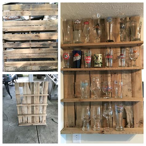 Beer Glass Shelf Made Out Of Pallet Wood Glass Display Shelves Floating Glass Shelves Glass