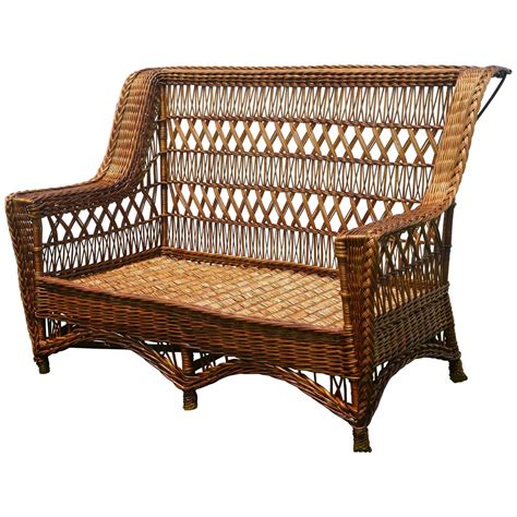Stylish woven rattan wicker settee or loveseat by ralph lauren home. Antique Paine Furniture Willow Triple Cross Wicker Settee ...