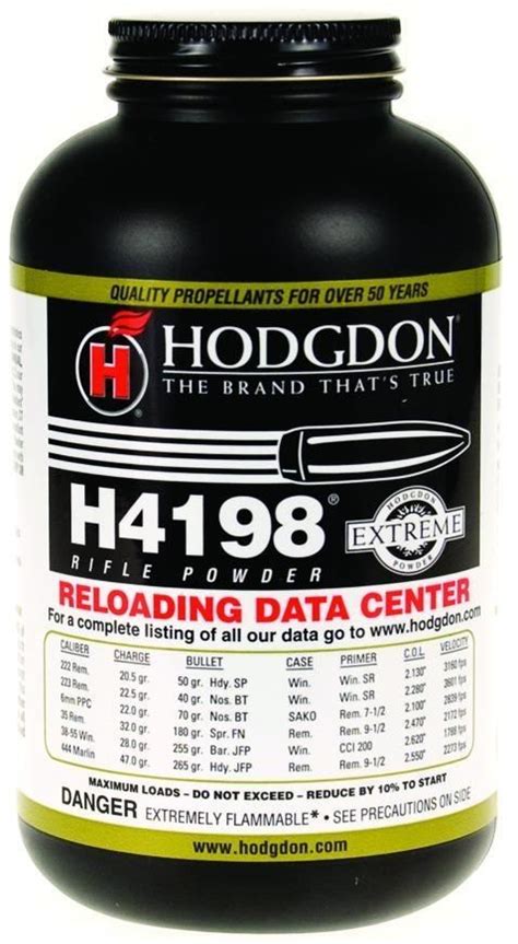 Hodgdon Smokeless Extreme Rifle Powders H4198 1 Lb Reliable Gun