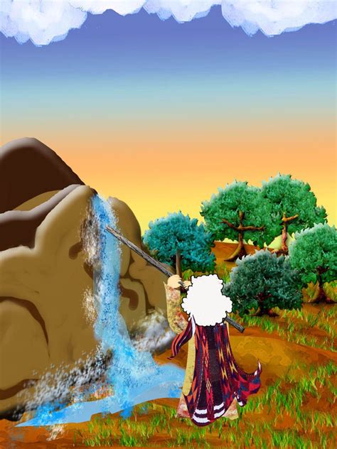 Moses Strikes The Rock For Water Histórias Bíblicas Ministério