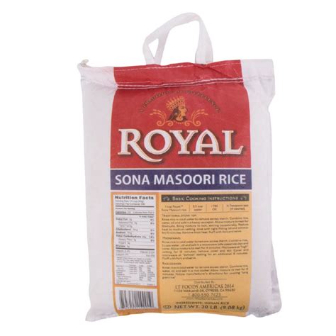 Royal Sona Masoori Rice 20lb Subhlaxmi Grocers