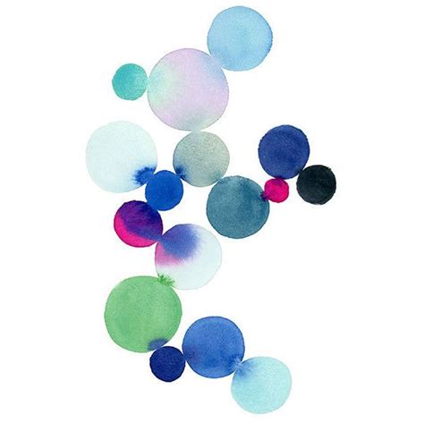Handmade Watercolor Archival Art Print Dot Cluster In Blue And Magenta