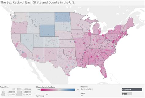 The Sex Ratio Of Each State And County In The United States Vivid Maps