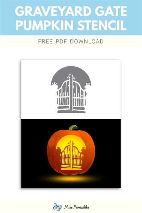 Free Printable Graveyard Gate Stencil For Pumpkin Carving Download It