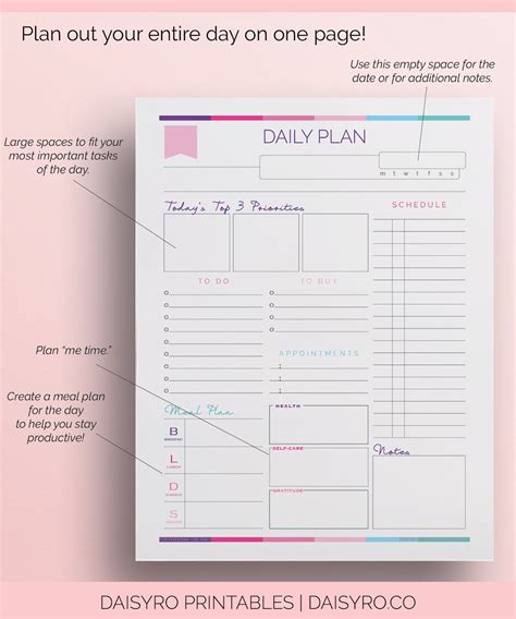 Daily Planner Time Management Daily Plan Daily Organizer Etsy