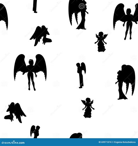 Silhouette Of A Black Angel Stock Vector Image 69971074