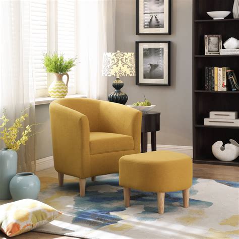 Modern Accent Arm Chair Upholstered Chair Fabric Single Sofa Ottoman