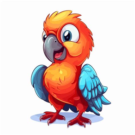 Premium Vector Cartoon Colorful Parrot Isolated On White