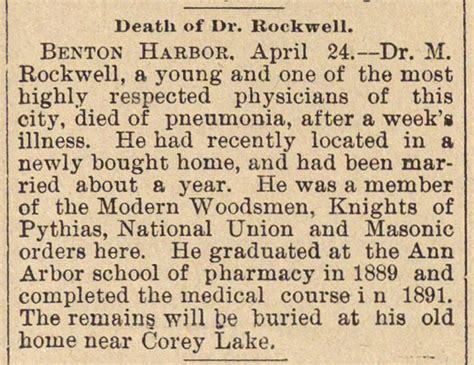 Death Of Dr Rockwell Ann Arbor District Library