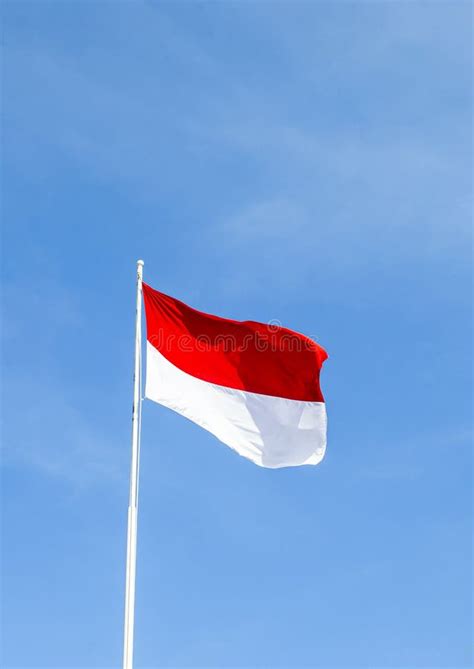 Indonesian Flag The Red And White Flag Waving During Ceremony Of