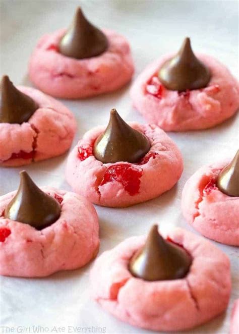 These pumpkin hershey's kiss cookies are easy to tweak with spices to get the perfect flavor you love with your pumpkin. Cherry Kiss Cookies - The Girl Who Ate Everything | Cherry ...