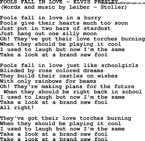 Fools Fall In Love By Elvis Presley Lyrics