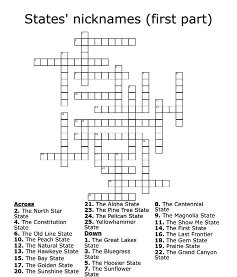 States Nicknames First Part Crossword Wordmint