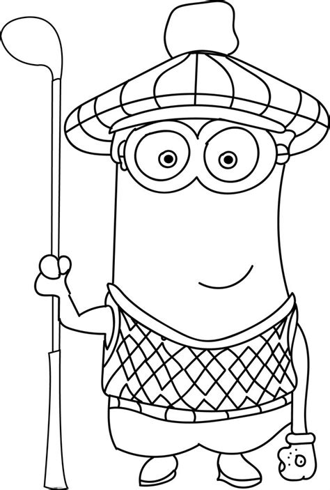 Dave is an intelligent and funny minion. Minion Waiting Golf Coloring Page | Wecoloringpage.com