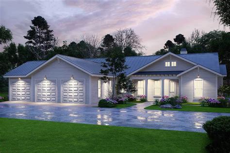 One Story New American House Plan With 3 Car Garage 25658ge