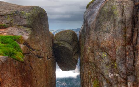 The Kjeragbolten Boulder On Kjerag A Mountain Rogaland Norway Bing