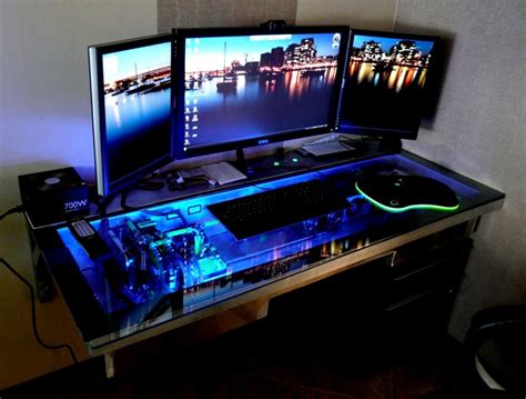 Image Office Workspace Cool Computer Gaming Desk Ideas
