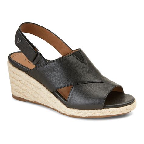 Vionic Zamar Womens Wedge Sandal Black 65 Medium Wedge Sandals
