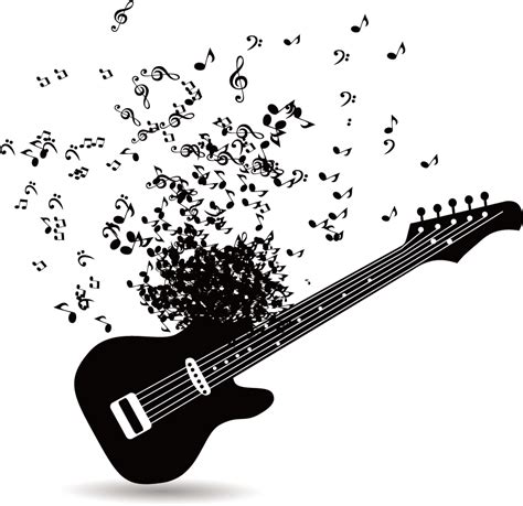 Download Guitar With Music Notes Hd Png Download Vhv