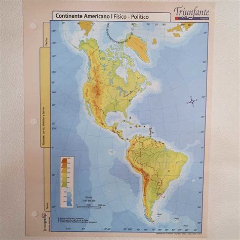 mapa nro 3 por unidad continente americano físico político