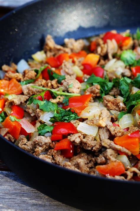 Place ground turkey in a large mixing bowl. Ground Turkey Dinner with Peppers and Onions | Five Silver ...