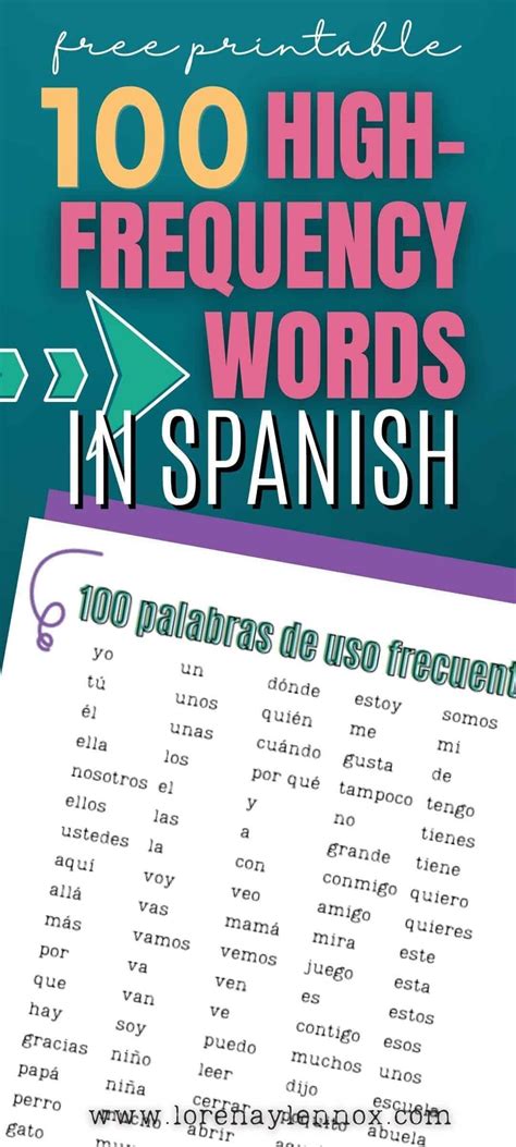 High Frequency Words In Spanish Artofit