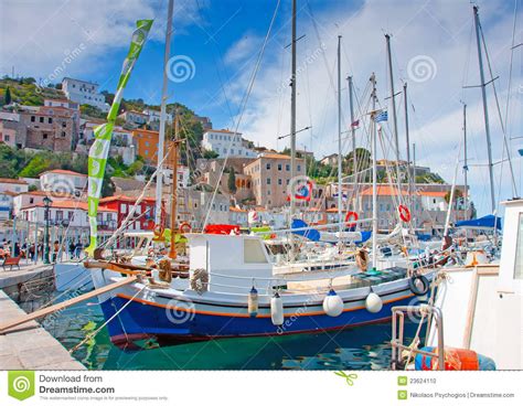 Hydras Port Stock Photo Image Of Greek Anchor Scene