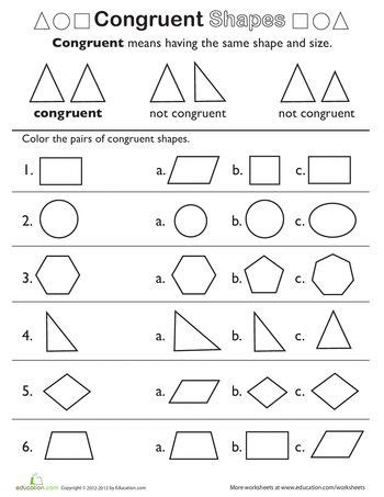 Free interactive exercises to practice online or download as pdf to print. Shape Basics: Congruent Shapes | Geometry worksheets, 3rd ...