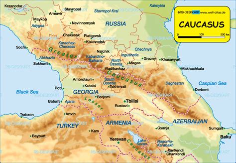 Map Of Caucasus Region In Several Countries Welt Atlas De