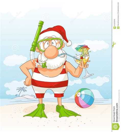 Santa Claus On Summer Holiday Vector Cartoon Stock Vector