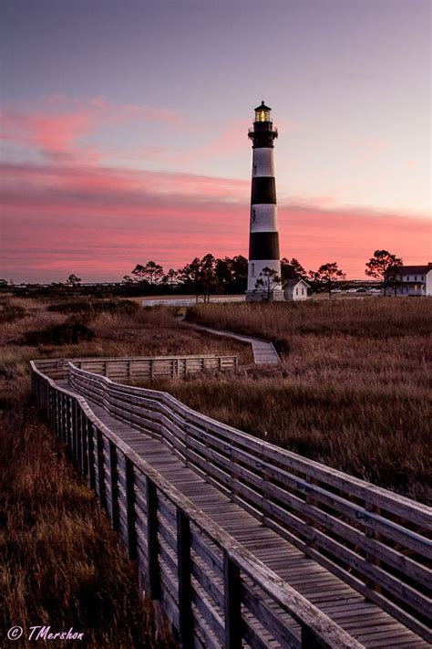 Sunset At The Bodie Island Lighthouse In The Outer Banks Obx Of North