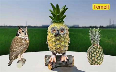 Tellme Pineapple Owl Decor Funny Resin Art Figurine