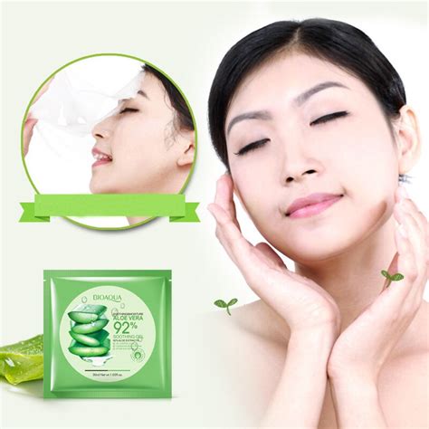 bioaqua natural aloe vera gel face mask skin care moisturizing oil control wrapped mask shrink