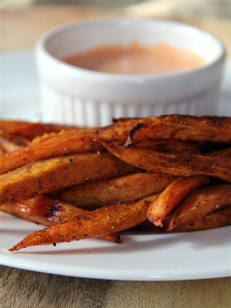Sweet potatoes have a few varieties that are interchangeable in cooking, and they will retain their color if sweet potato oven fries with honey mustard dipping sauce. Sweet Potato Fries with Sriracha Dipping Sauce