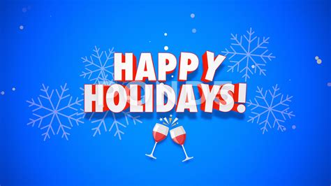 Animated Closeup Happy Holidays Text On Blue Background Stock Footage
