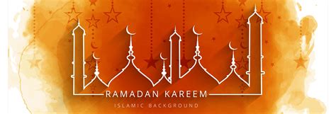 Ramadan Kareem Banner Colorful Orange Background 676908 Vector Art At