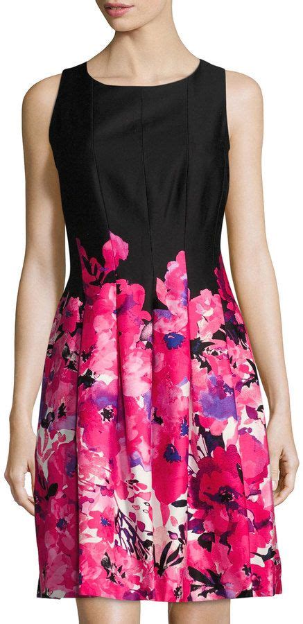 Small floral pattern dress fit and flare. Chetta B Floral-Print Fit-and-Flare Dress, Multi Pattern ...