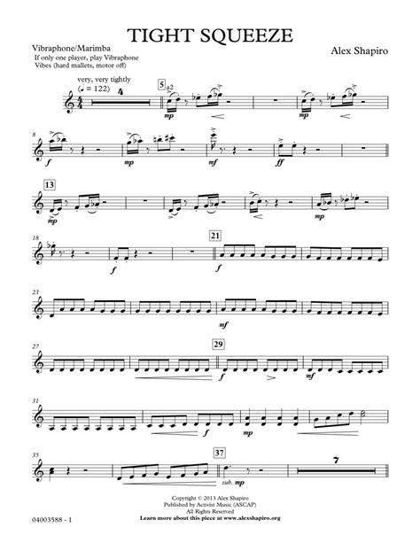 Tight Squeeze Vibraphonemarimba By Alex Shapiro Concert Band Digital Sheet Music Sheet