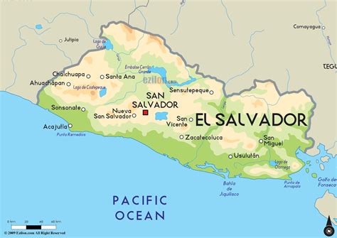 Large detailed map of el salvador with cities and towns. Road Map of El Salvador and El Salvador Road Maps