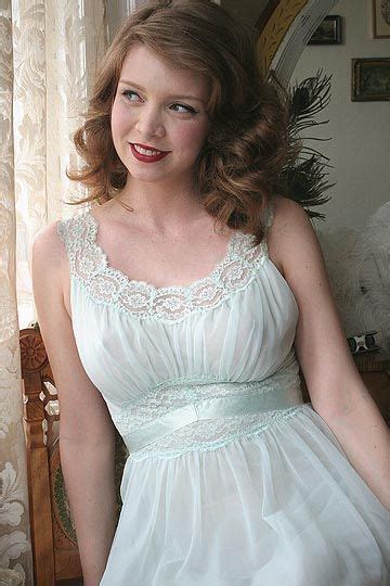 1950s Vintage Vanity Fair Aqua Nylon Chiffon Nightgown Mine
