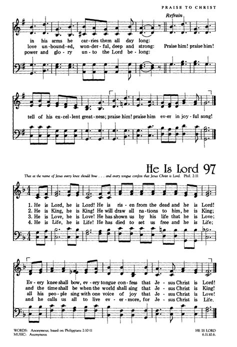 Hymn He Is Lord Gospel Bible Gospel Song Christian Song Lyrics