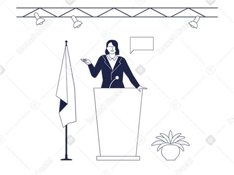 Female Politician Giving A Speech Illustration In Png Svg