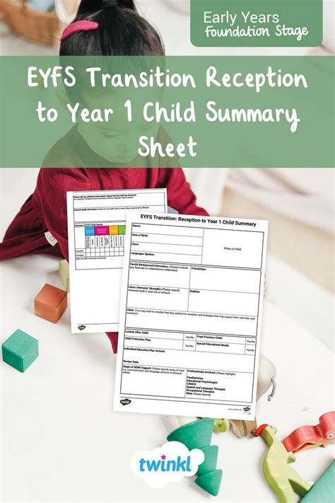 Eyfs Transition Reception To Year 1 Child Summary Sheet Early Years
